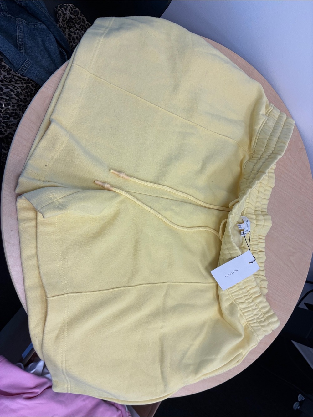 Women's Drawstring Elastic Waist Yellow Shorts